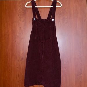 TOPSHOP PETITE FIT corduroy material Red overall dress size 2